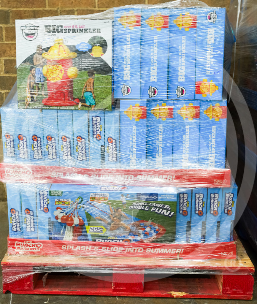 Purchase Sam's Club general merchandise truckloads featuring a mix of home goods, kids' toys, electronics, furniture, and clothing from Zapps Wholesale

