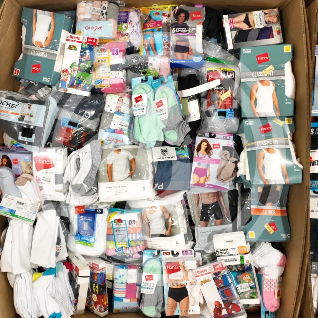 Purchase TGT multipack truckloads featuring t-shirts, tank tops, underwear, and socks from Zapps Wholesale.